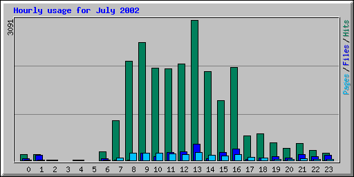 Hourly usage for July 2002