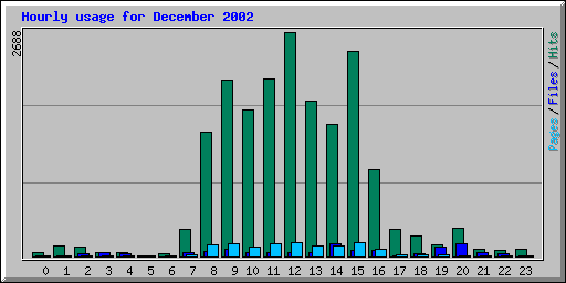 Hourly usage for December 2002